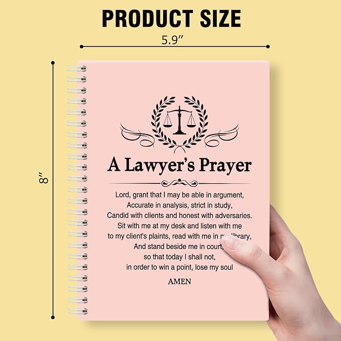 A Lawyer's Prayer Pink Hardcover 160 Pages Blank Spiral Notebooks, Funny Legal Gifts for Men Women, Birthday Thank You Gifts for Attorney Lawyers Law School Students, Law School Grad Gifts