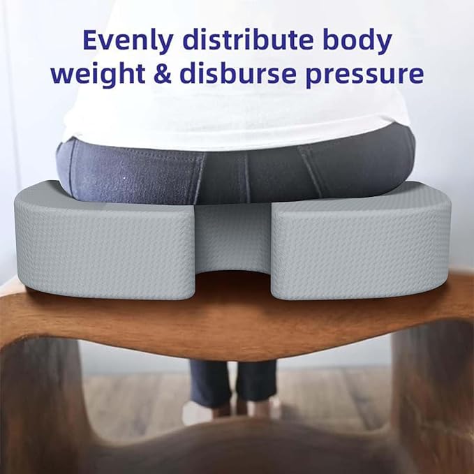 Office Chair Seat Cushion,Premium Memory Foam Chair Cushion for Long Sitting,Tailbone,Back,Sciatica,Coccyx Pain Relief Pillow Hip Butt Pad Cushion -for Office Chair,Car Seat,Wheelchair (Grey)