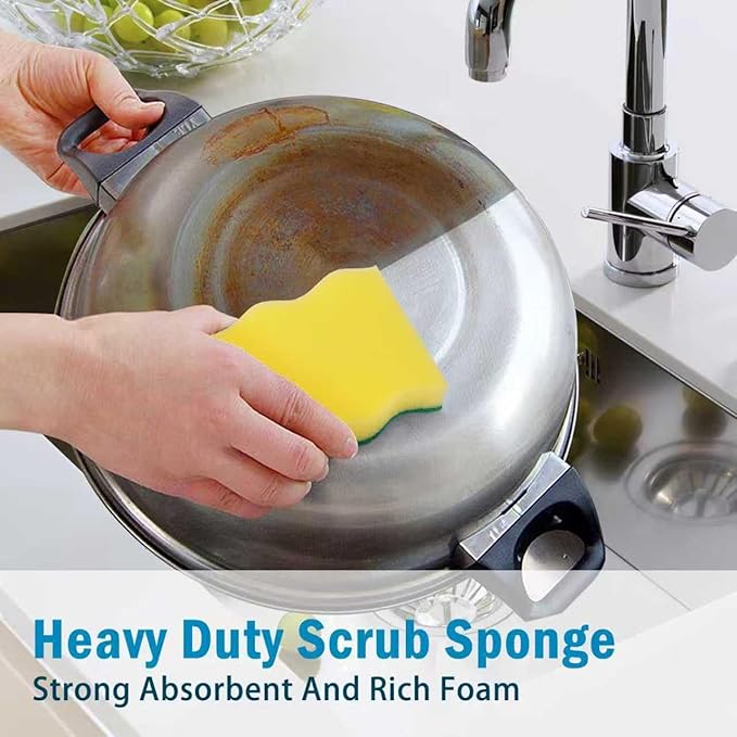 AIDEA Sponges Kitchen, 50 Pack Heavy Duty Dish Sponge, Cleaning Dish Scrubber Sponge for Home and Kitchen, Stink-Free Cleaning Supplies for Pots, Pans
