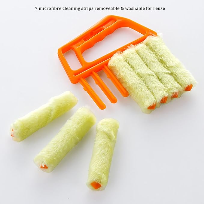 Universal Blind Cleaning Brush,Microfiber Venetian Blind Cleaner Brush Tool,Shutter Brush Works on Vertical/Horizontal Blinds for Dust Removal,Reusable & Washable,2 Pack (Orange)