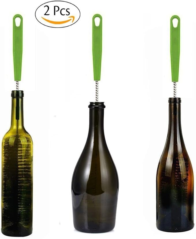 Long Bottle Brush, 17 in Bendable Cleaner Brushes for Cleaning Neck Beer Bottles, Wine, Baby Bottles, Water Bottles, Tumblers, Flask, Bird Feeder, Vase, Pipes and Brewing Supplies Black + White/2Pack