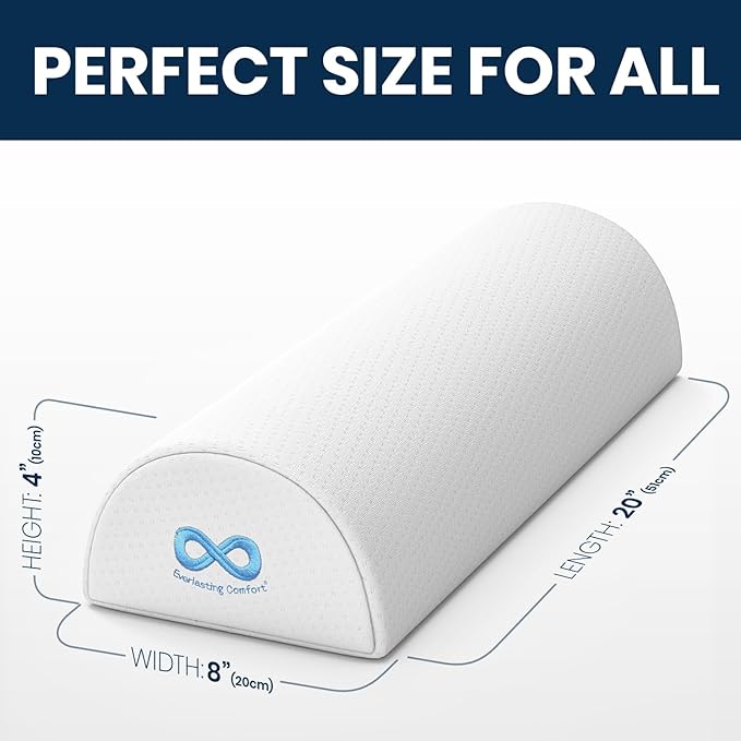 Everlasting Comfort Under Knee Pillow for Back Sleeping - Memory Foam Half Moon Leg Bolster Pillow for Back Pain, Thoracic Support (Pack of 2)
