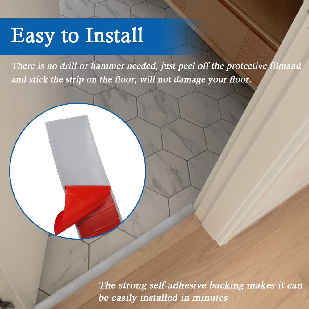 Floor Transition Strip Self Adhesive Floor Cover Strips Laminate 3" Wide Vinyl Flat Divider Transitions (7.5cm, 6.56Ft, Gray)