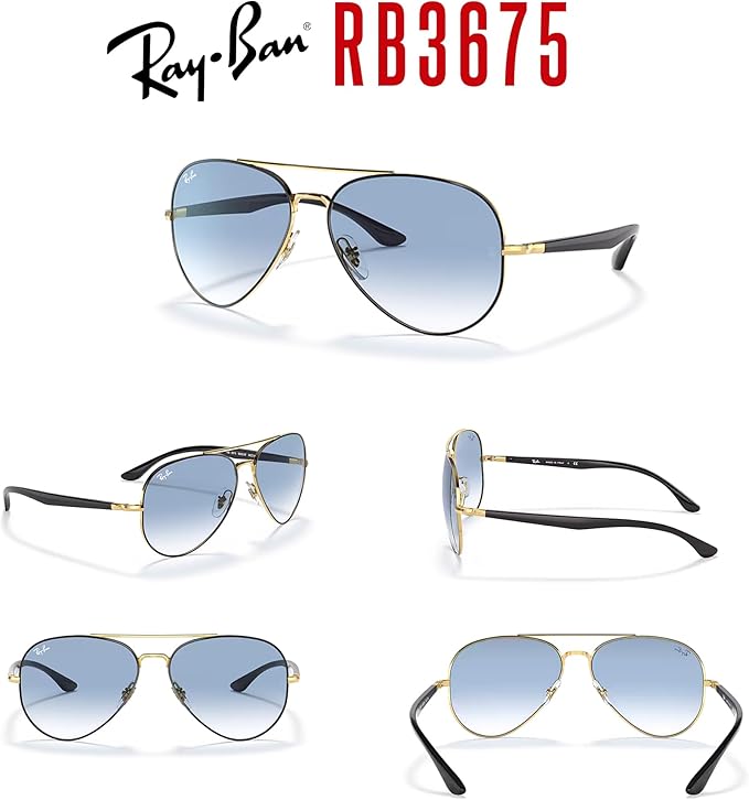 Ray-Ban RB3675 Aviator Sunglasses for Men for Women +BUNDLE with ACCESSORY EYEWEAR KIT