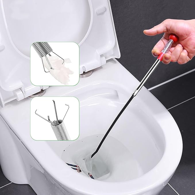 Drain Snake Hair Drain Clog Remover,76 Inch Flexible Grabber Claw Pick Up Reacher Tool- Gutter Cleaning Tools for Home Sink, Bathroom Tub,Drain, Toilet, Tight Spaces