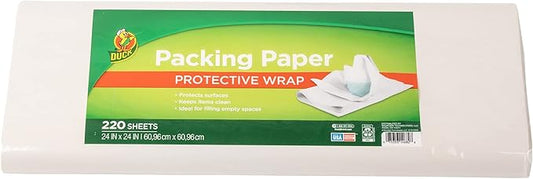 Duck Brand Packing Paper, Each Sheet 24-Inch x 24-Inch, White, 1 Pack of 220 Sheets (285125)