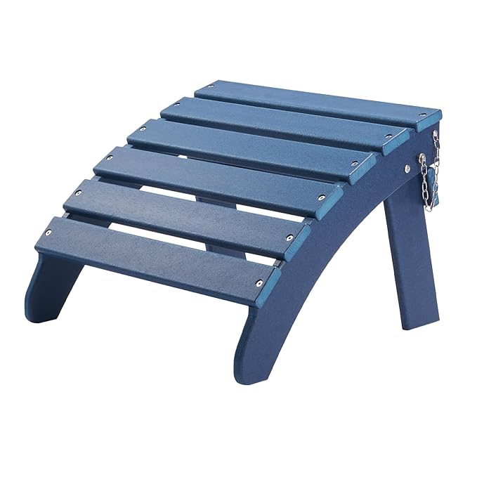 VEVOR Adirondack Ottoman Set of 2, 18.7L x 18.9W x 13.8H Inch HDPE Plastic Folding Adirondack Ottoman, Weather-Resistant Foot Rest for Adirondack Chair, Used for Outside Porch Pool Lawn Backyard, Blue