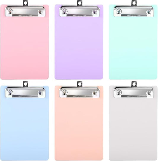 6 Pack Small Clipboards, Plastic Mini Clipboards 4.7x7.3, A6 Size Mini Clipboard with Retaining Clips, Memo Size Notepads Pocket Clipboard, Colorful Clip Board for Classroom Restaurants Office Gifts