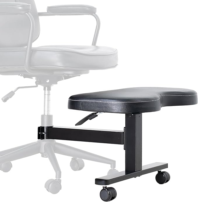 VIVO Height Adjustable Retrofit Footrest for Office Chair, Cushion Attachment Fits 2 inch Cylinders, Cross-Legged Sitting Option, Holds 242 lbs, Black, Chair-REST1