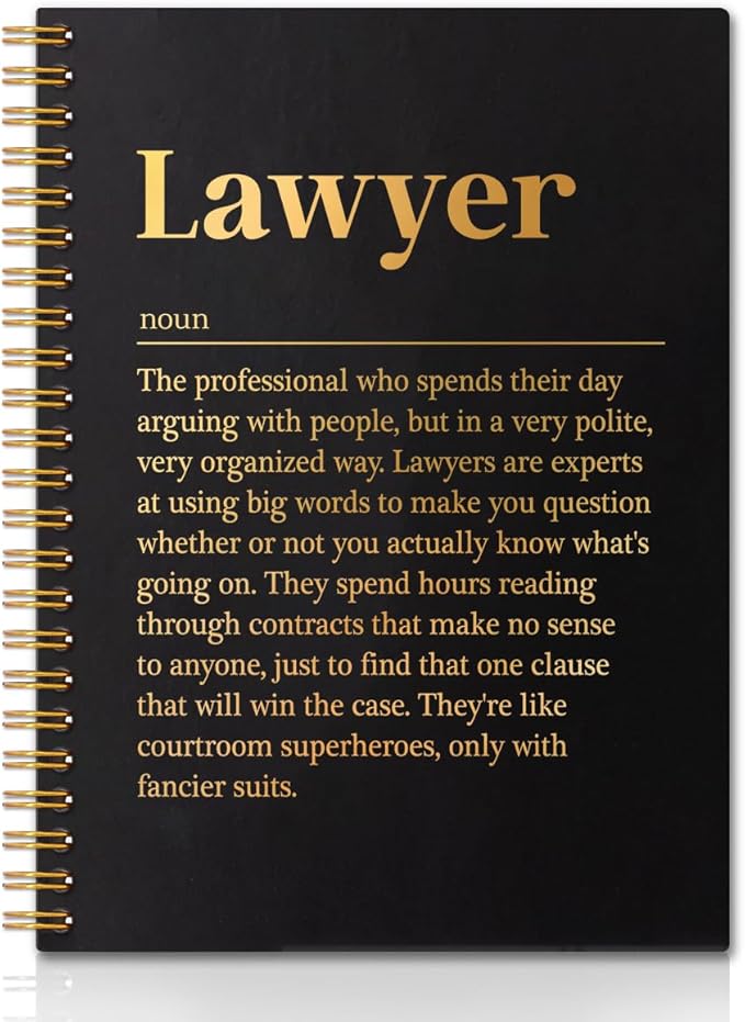 Lawyer Definition Gold Foil Hardcover 160 Pages Blank Spiral Notebook, Inspirational Gifts for Lawyer New Lawyer Lawyer Assistant, Grad Gifts for Law Student, Journal Gifts for Coworker Staff