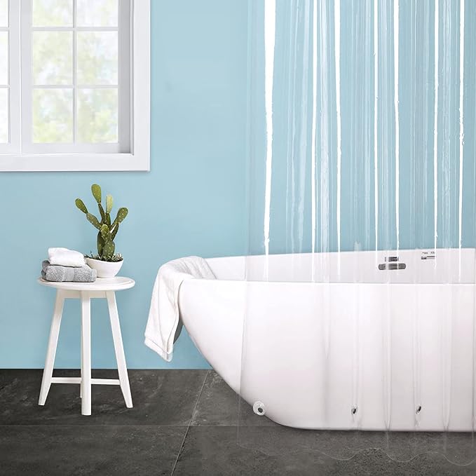 EurCross Shower Stall Curtain Liner with 3 Magnet Weights,Clear 9G PEVA Half Shower Curtain Liner 36x72 for Showerroom