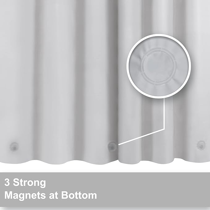 Barossa Design Shower Curtain Liner - Premium PEVA, BPA & PVC Free, No Chemical Smell, Lightweight Standard Size Shower Curtain with 3 Magnets, Metal Grommets -Silver Gray
