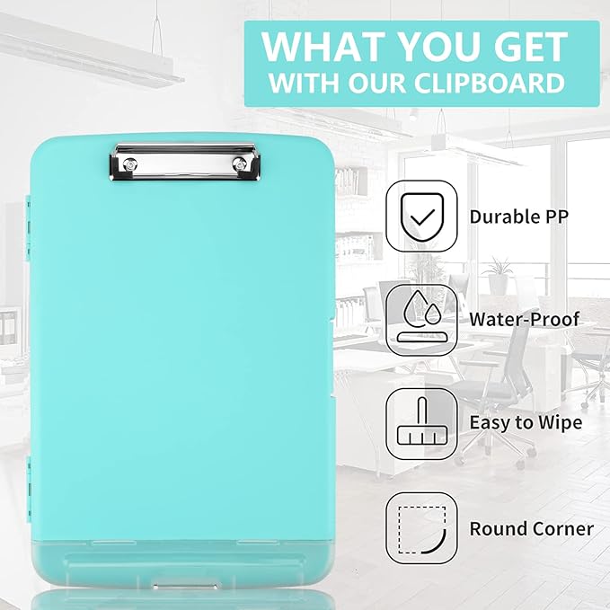 SFLHHDM Clipboard with Storage, Clip Boards 8.5x11, Plastic Clipboards with Pen Holder, Clip Board with Storage Compartments, Nurse Clipboard with Storage for Classroom, Student, Teacher