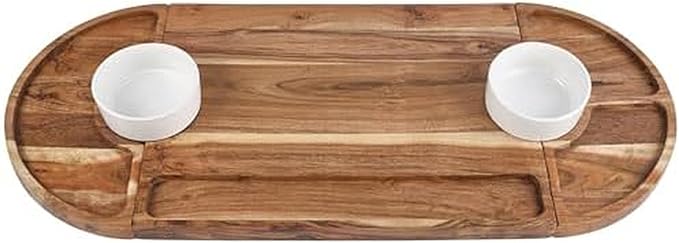 Fitz and Floyd Charcuterie 3 Part Magnetic Acacia Wood Adjustable Serving Board