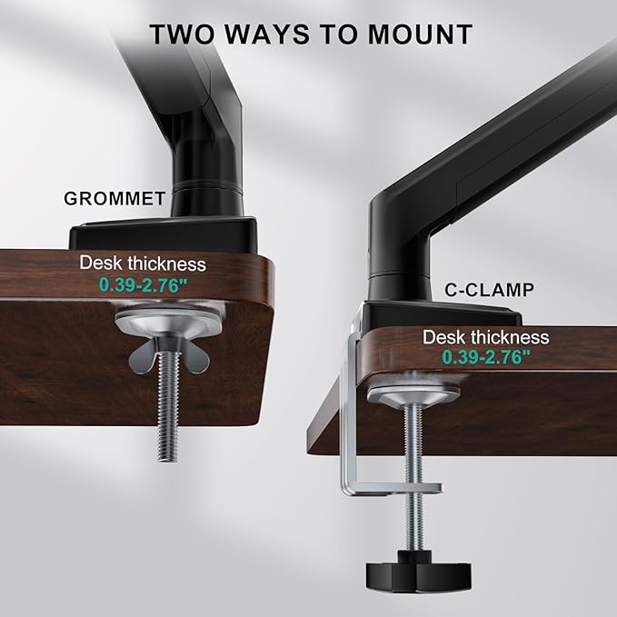 WALI Single Monitor Mount for 13-34 inch Screens, Adjustable Gas Spring Single Monitors Arm, Regular Screen up to 32 inch, 26.4lbs, Computer Monitor Stand for Desk, VESA 75/100mm (GSMP001N), Black