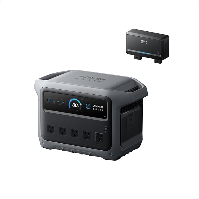 Anker SOLIX C1000 Gen 2 Portable Power Station with Alternator Charger, 2,000W (Peak 3,000W) Solar Generator, Full Charge in 49 Min, 1,024Wh LiFePO4 Battery for Home Backup, Power Outages, and Camping