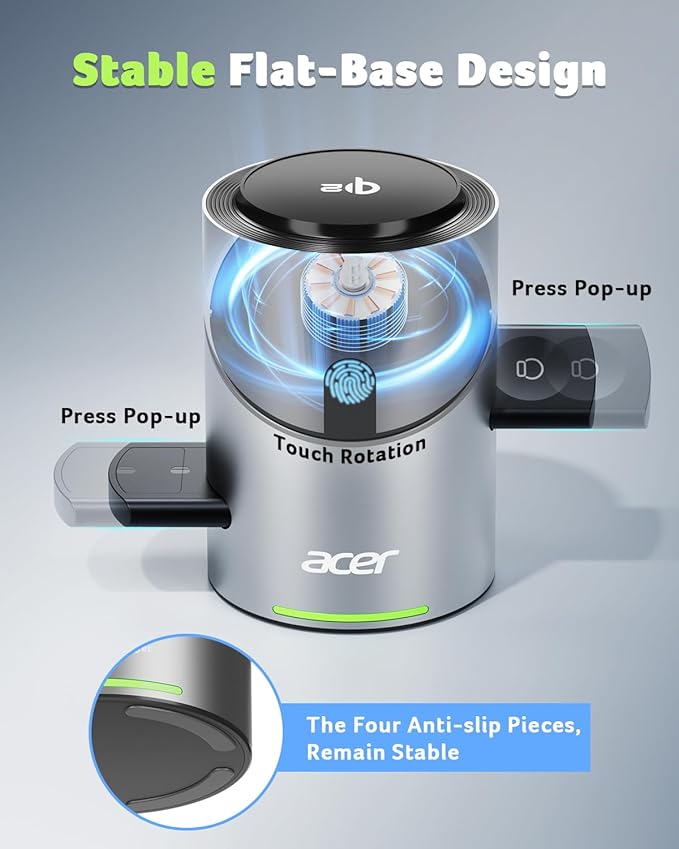 Acer Prime 3 in 1 Charging Station for Apple - Qi2 15W iPhone Wireless Charging Station, Magsafe Charger Stand for iPhone 17 16 15 14 13 12 - Apple Watch - Airpods Series (Charger & USB-C Included)