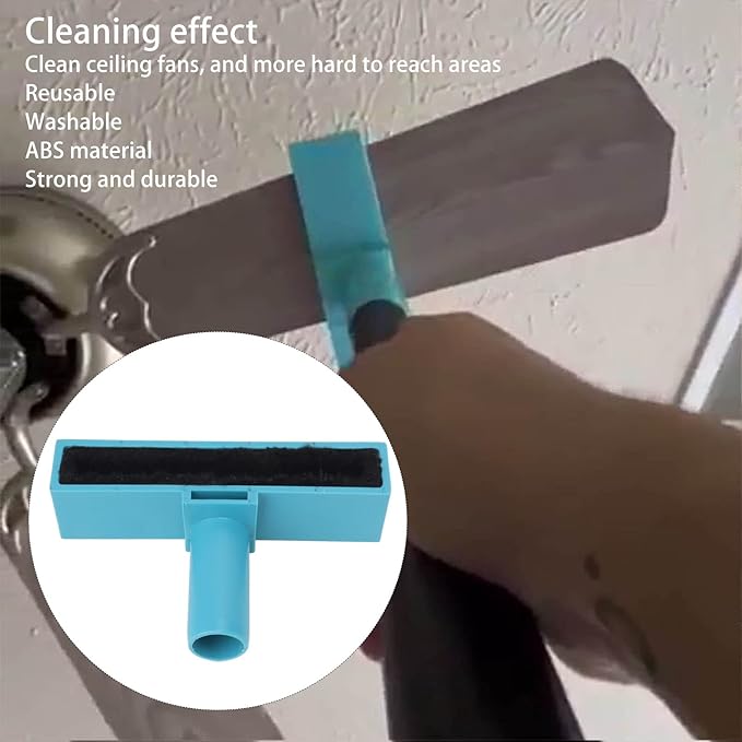 Ceiling Fan Cleaner, Reusable Ceiling Fan Blade Brush with 0.8 Foot Pole Washable Ceiling Fan C Leaning Brush Flexible Dusting Fan Vacuum Cleansing Tool for Home (Blue)