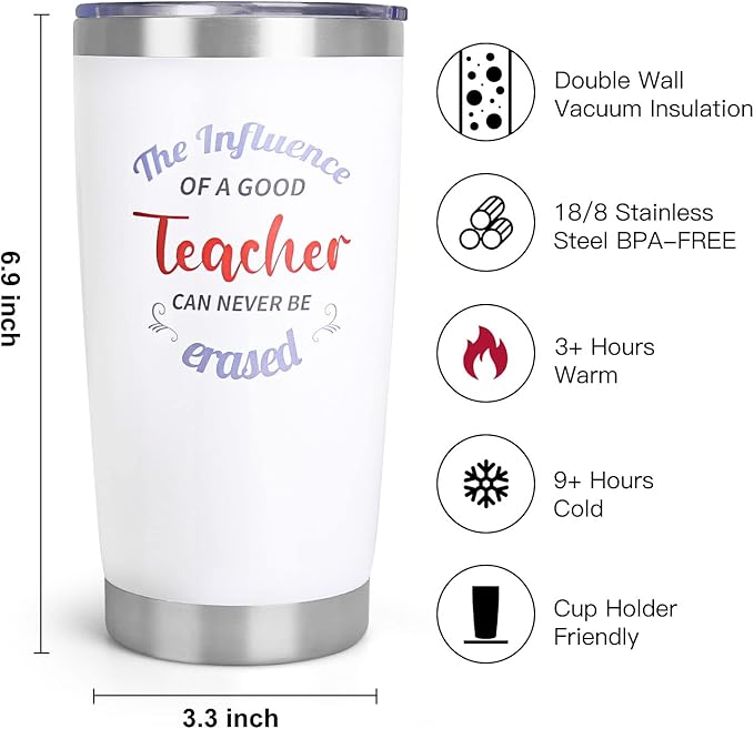 Teacher Gifts, Teacher Appreciation Gifts with 20 OZ Insulated Tumbler, Affirmation Cards Unique Gift Ideas for Women, Cozy Socks Thank You Basket Box for New Teachers, Teachers Christmas Gift