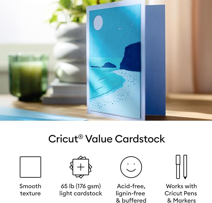 Cricut Value Cardstock Paper, Ocean Sampler - 80 sheets (8.5" x 11") - Compatible with Joy Xtra, Explore, & Maker Machines - Letter Size