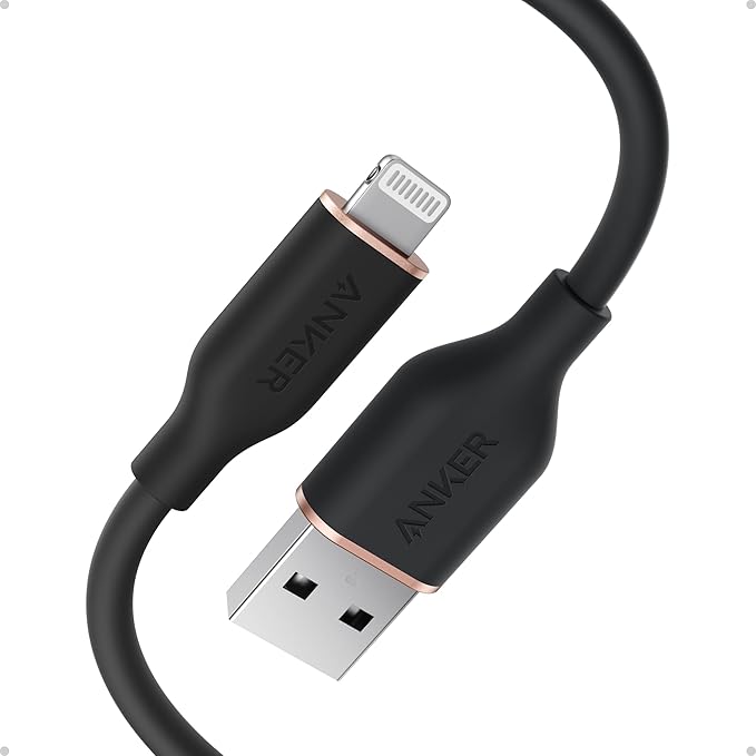 Anker Flow USB A to Lightning Cable, Durable Charging Cord for iPhone 14/13, AirPods, and More (Cord Organizer Included) (3FT, USB 2.0)