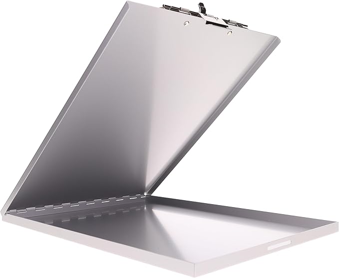 Saunders Slim Metal Clipboard with Storage, Silver Single Layer Nursing Clipboard Folio, Letter Size Paper Organizer, Steel Clip with Locking Latch, Form Holder for Office, School & Work - Made in USA