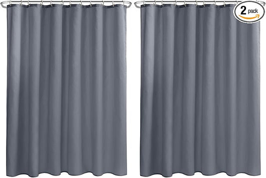 Nasitos Fabric Shower Curtain Liners 2 Pack - W72 x H72 - Water Resistant & Non Toxic Cloth Shower Liner for Bathroom, Hotel Quality, Machine Washable, Standard Size (Grey, 4 Magnets Included)