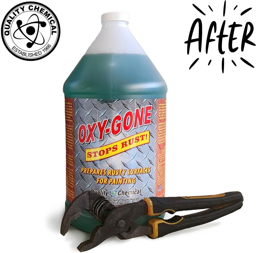 Quality Chemical Oxy-Gone Rust Remover and Metal Treatment/Rust Repair/Prepares surfaces for painting / 1 gallon (128 oz.)
