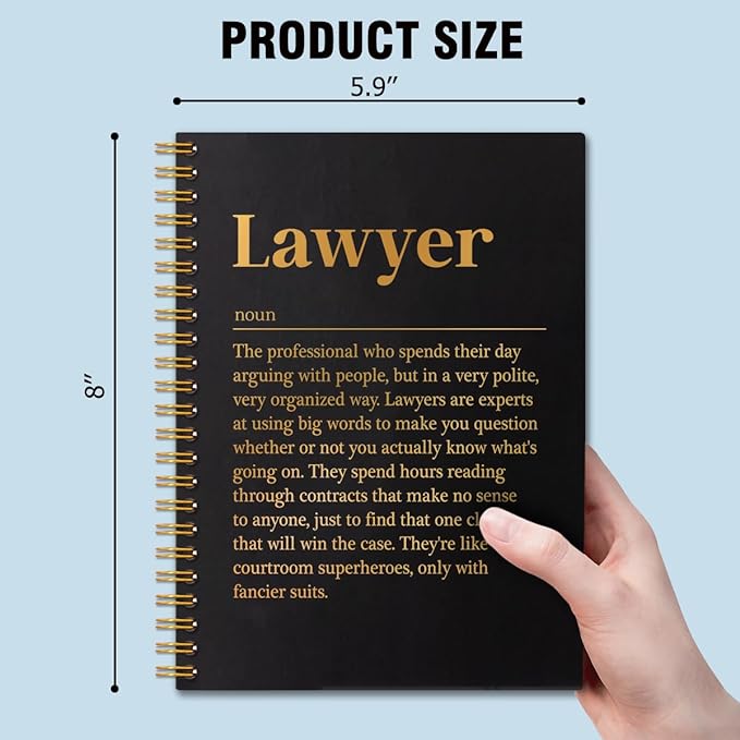 Lawyer Definition Gold Foil Hardcover 160 Pages Blank Spiral Notebook, Inspirational Gifts for Lawyer New Lawyer Lawyer Assistant, Grad Gifts for Law Student, Journal Gifts for Coworker Staff