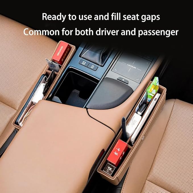 Dragon Art Multifunctional Car Seat Organizer, Auto Seat Gap Filler, Brown 1 Pack