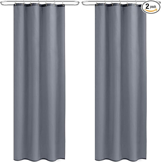 Nasitos Shower Curtain Liners 2 Pack - W36 x H72 - Washable & Water Resistant Fabric Bath Shower Liners for Narrow Stall, Stand Up Shower Stall, RV, Camper (Grey, Magnets Included)
