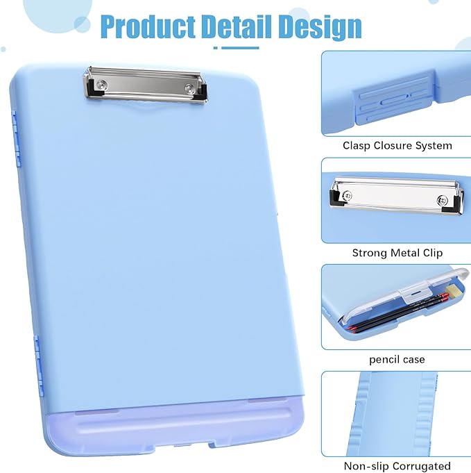 Hongri Clipboard with Storage with Pen Holder, Folder Nursing Clip Board 8.5 x 11 Foilo-Side Opening, High Capacity, Light Weight for Teachers, Classroom. Size 14 x 9.6 x 1.2 in(Blue)