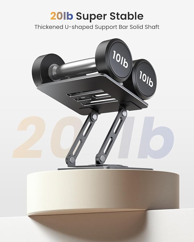 Adjustable Tablet Stand, 360 Rotating iPad Stand with Heavy-Duty Base, Tablet Holder Compatible with 4.0-16.9" Device, 2025 iPad Pro Air Mini, Kindle, Surface Tablet, Portable Monitors - Black