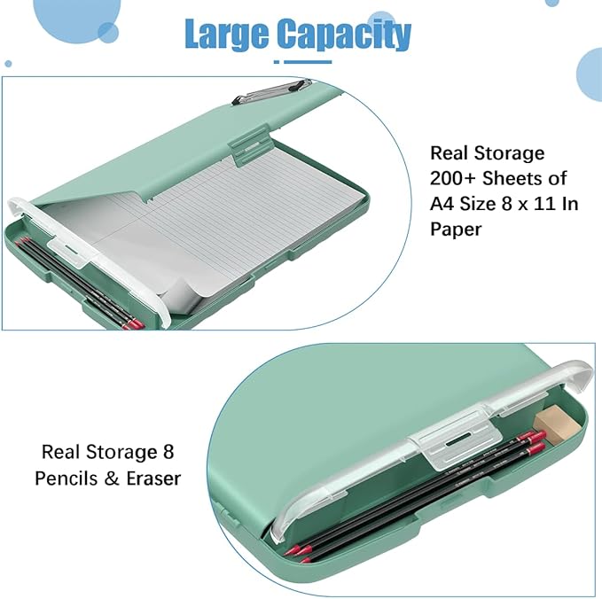 Hongri Clipboard with Storage with Pen Holder, Folder Nursing Clip Board 8.5 x 11 Foilo-Side Opening, High Capacity, Light Weight for Teachers, Classroom. Size 14 x 9.6 x 1.2 in(Green)