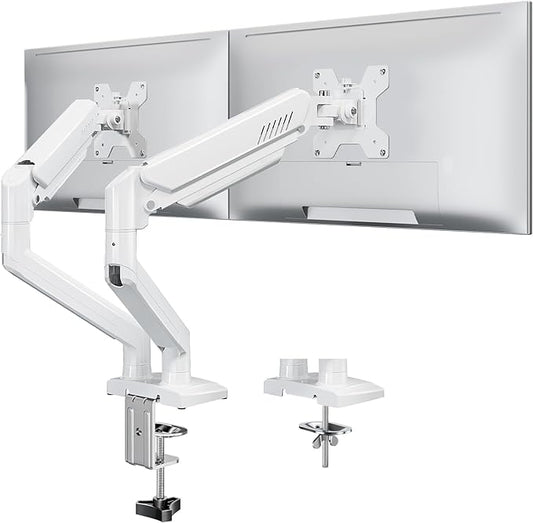 Dual Monitor Stand fits up to 32 inch, 4.4-22 lbs Computer Screens, Dual Monitor Desk Mount Height Adjustable, Monitor Arms for 2 Monitors, Home Office VESA Mounts, Freelift White