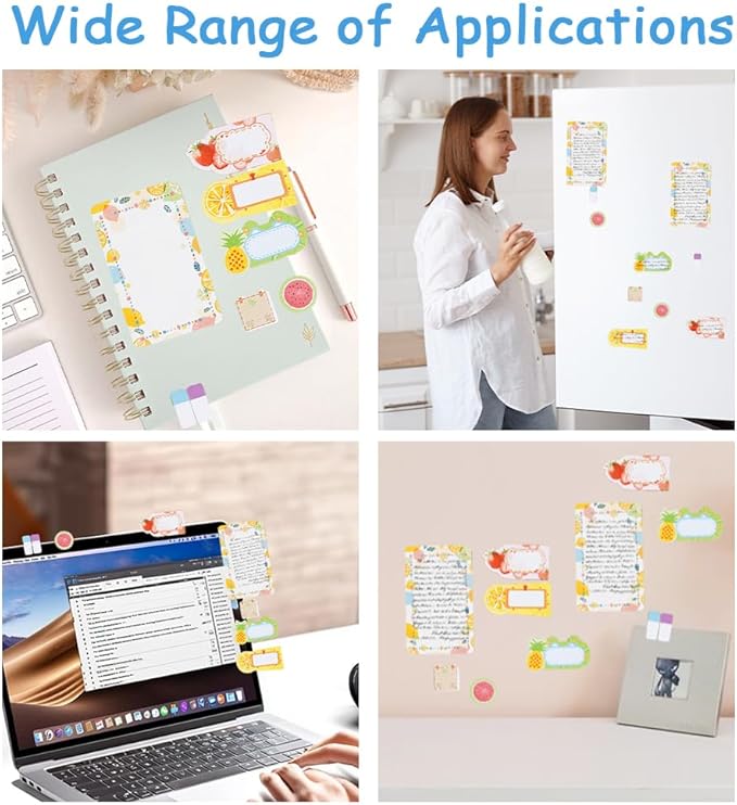 QPIXVB Fruit Sticky Notes Set,Sticky Tabs,Kawaii Stickers,Gifts for College Students,High School Supplies,Office Gifts,Pastel School Supplies,Cute Desk Accessories,Fruit Divider Tabs Bundle