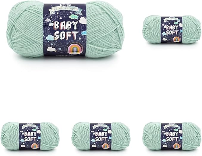 Lion Brand Yarn Baby Soft Yarn, 5 Pack, Dusty Green