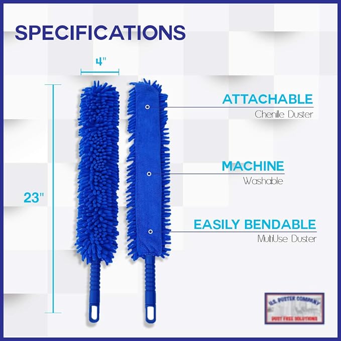 Ceiling Fan Duster Cobweb Duster, Extendable Reach 20 feet, | 3-Stage Aluminum Telescoping Pole | Extends for High Ceiling Duster | Long Handle Plus 2 Duster Heads