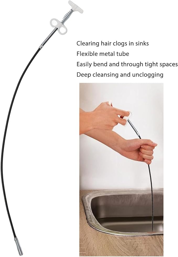 Drain Snake Hair Clog Remover Tool Flexible Scalable Deep Cleaning Drain Clog Remover for Bathroom Sink Toilet Shower Drain Pipes Plastic Set of 4 Hooks and 1 Grabber