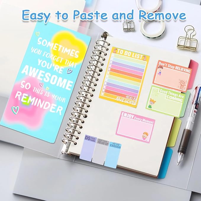 QPIXVB Post It Notes,Inspirational Gifts,550 Sheets Sticky Notes,Office Christmas Gifts,School Supplies College,Writing Memo Pads for Teacher Students Home School Supplies,Work Divider Tabs Bundle