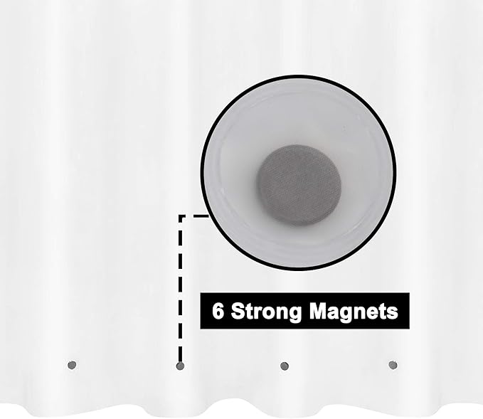 Barossa Design Frosted Shower Curtain Liner with 6 Magnets - Waterproof PEVA Shower Liner for Bath Tub, 72" x 72" Standard Size, PVC Free, Metal Grommets - Frost, 72x72