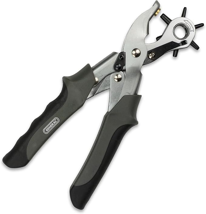 General Tools Revolving Punch Pliers 73 - 6 Multi-Hole Sizes For Leather, Rubber, & Plastic - Hobbies & Crafts