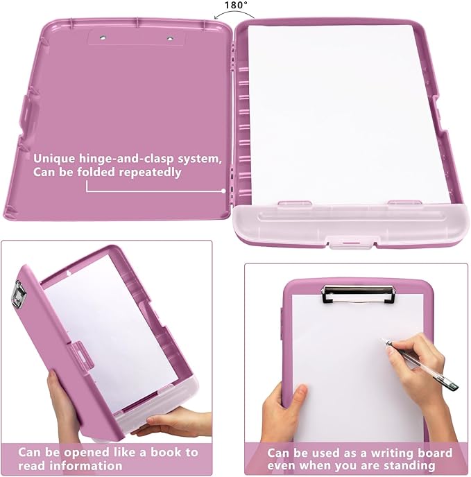SFLHHDM Purple Clipboard with Storage, Clip Boards 8.5x11, Plastic Clipboard with Pen Holder, Teacher Clip Board, Clipboards Organizer for Women Teachers Work, School & Office Supplies