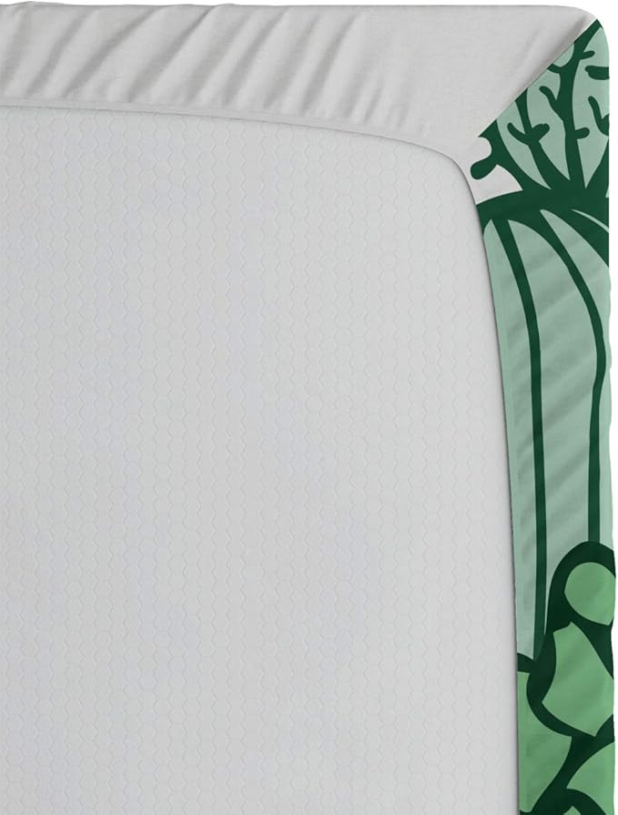 Ambesonne Cactus 2 Pack Fitted Sheet, Arizona Doodle Desert, Bed Cover All-Round Elastic Deep Pockets 2 Pieces, Package Contains 2 Full Size Fitted Sheets, Green Pale Green Seafoam