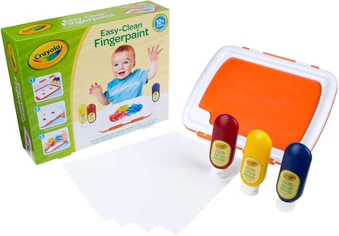 Crayola Mess Free Finger Painting Station – Washable Finger Paint for Toddlers, Essential Easter Basket Stuffers, Spring Arts & Crafts Set, Sensory Activity, Travel Toy, Ages 1+