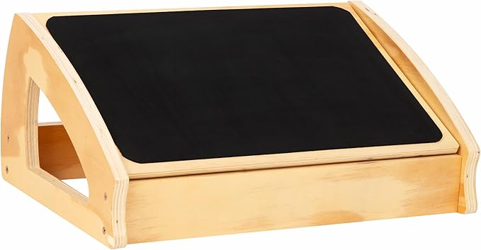 Mind Reader Adjustable Wooden Foot Rest with Anti-Slip Surface, 3 Height Levels, Natural Wood, Brown