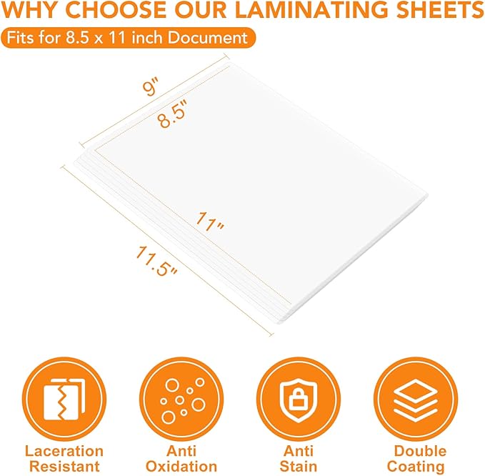 CAREGY Thermal Laminating Pouches, 1200 Pack 3 Mil, 9 x 11.5 Inches Laminating Sheets Paper for Laminator, Clear, Letter Size, Office and School Supplies