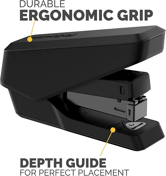 Fellowes LX840 EasyPress Office Stapler, Effortless One-Touch Small Stapler for Classroom, Home and Office, Holds Half Strip of Staples, 25 Sheet Capacity, Black