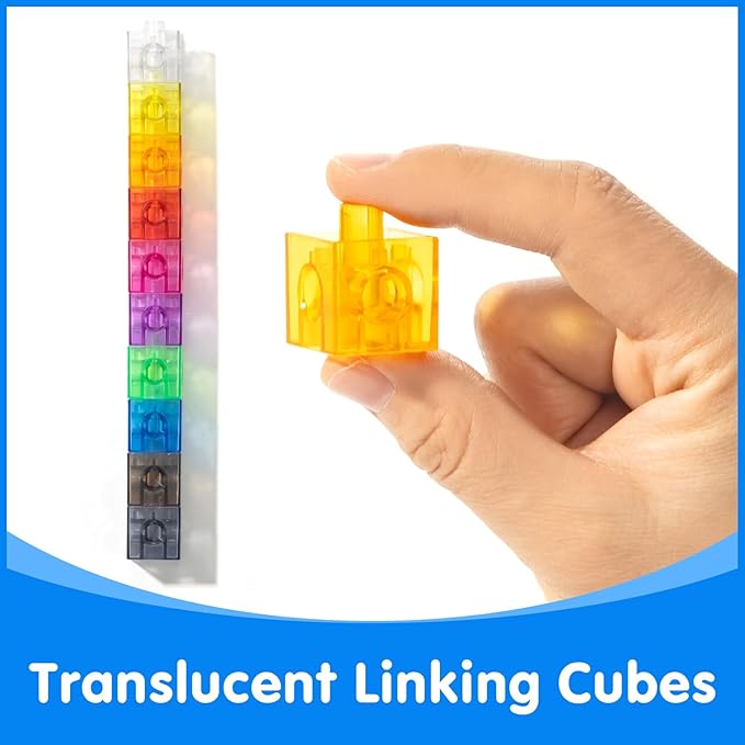 Translucent Linking Cubes – Engaging Math Toy, Light Table Manipulatives, Math Blocks for Early Learning and Creative Play
