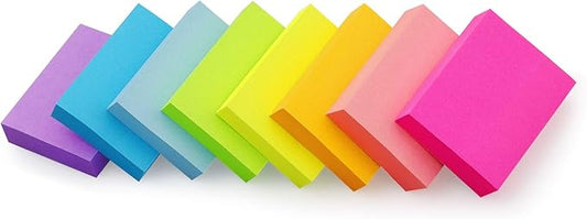 Winner Aura Sticky Notes 1.5x2 inch Bright Colors Self-Stick Pads 8 Pads/Pack 100 Sheets/Pad Total 800 Sheets
